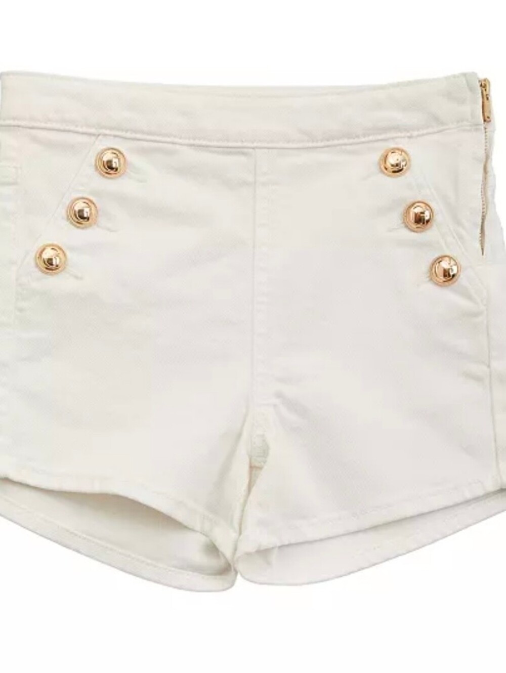 Nwt GUESS Girls Janae Mini Me White Jean Shorts Gold Button Sailor Denim Shorts